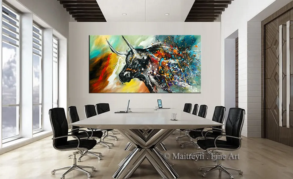 Bull Painting Jackson Pollock style, LARGE ABSTRACT PAINTING