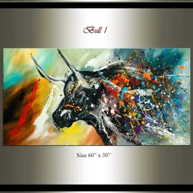 Bull Painting Jackson Pollock style, LARGE ABSTRACT PAINTING