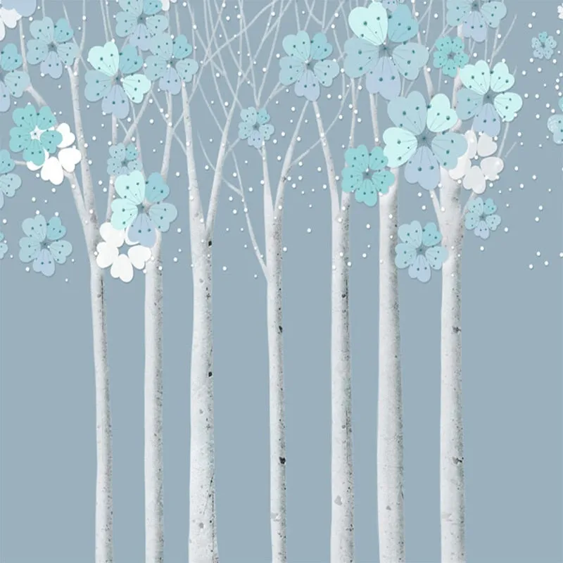 Custom Size Wallpaper Mural Cherry Tree Retro Fresco (㎡)