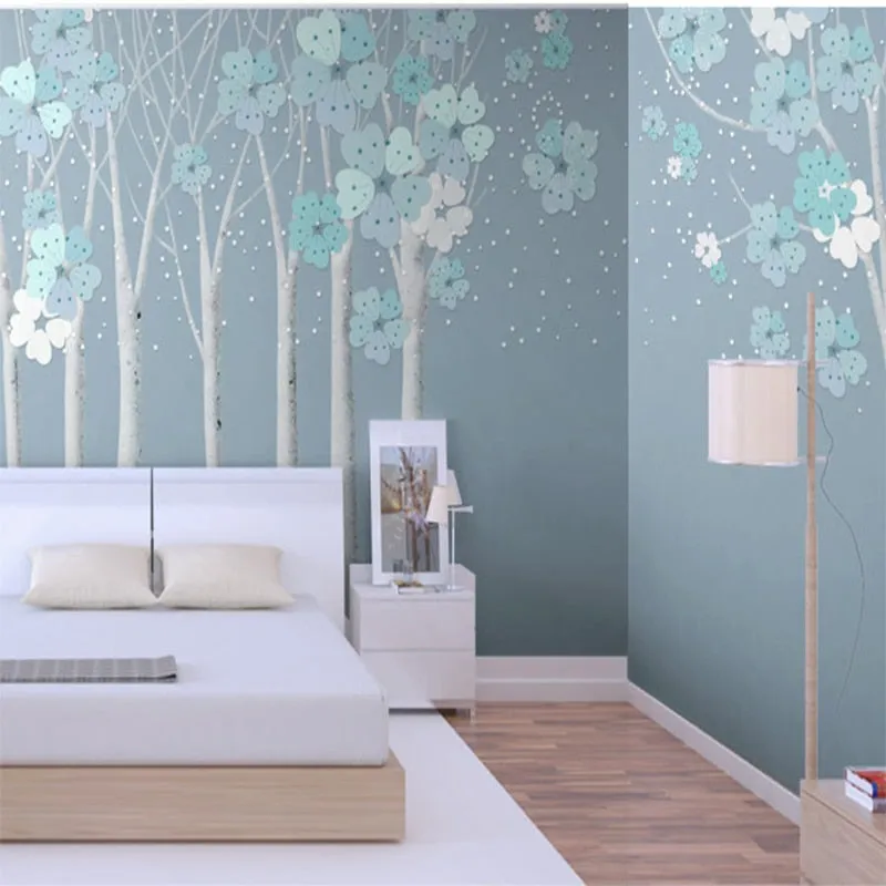 Custom Size Wallpaper Mural Cherry Tree Retro Fresco (㎡)