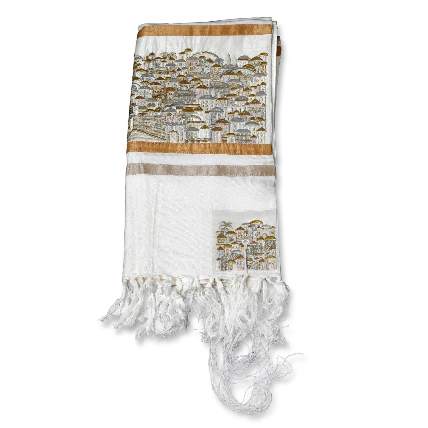 Embroidered Jerusalem Tallit Gold