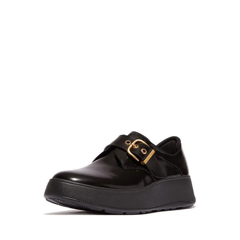 F-Mode Box-Leather Flatform Monk Strap Shoes