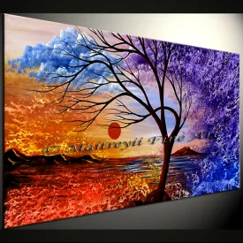 Large Landscape artwork Oil Painting on Canvas - Modern Wall Blissful Sunrise 4