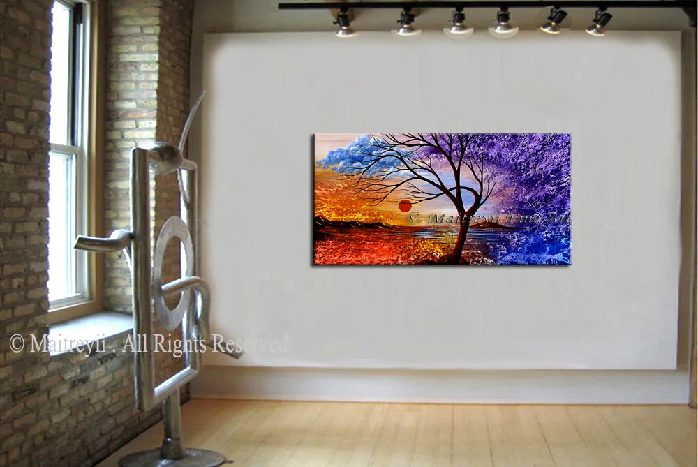 Large Landscape artwork Oil Painting on Canvas - Modern Wall Blissful Sunrise 4