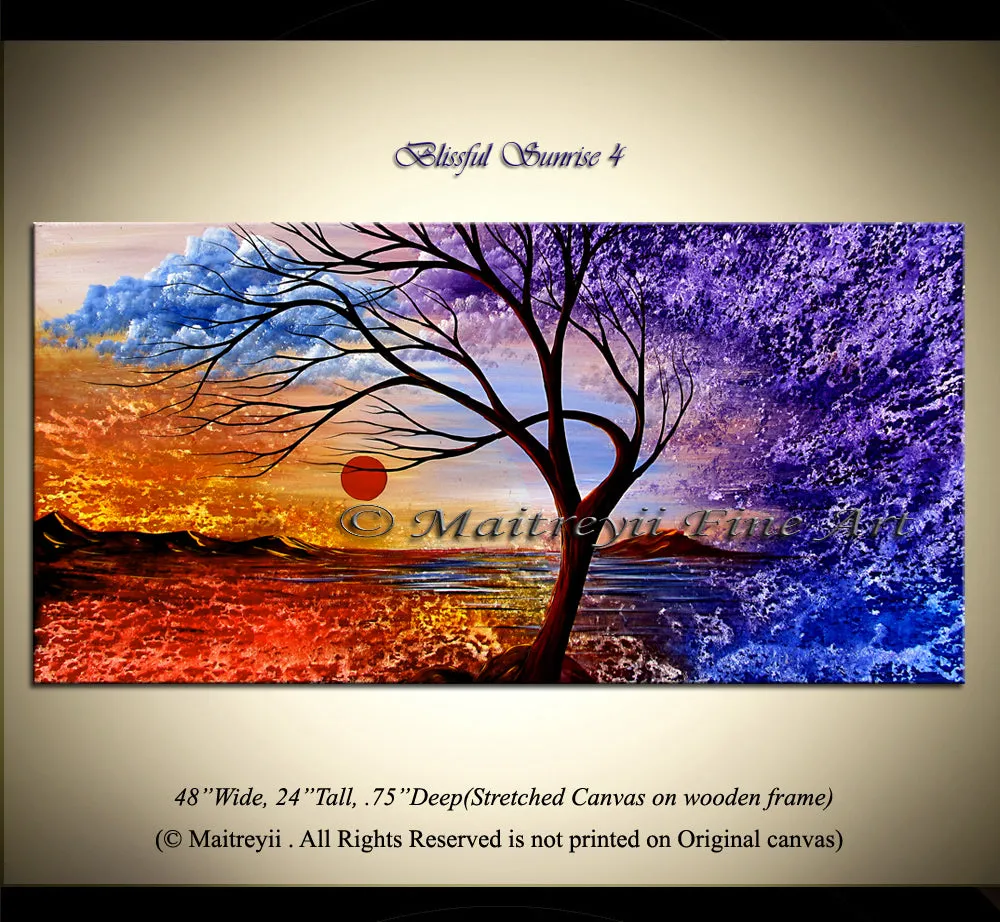 Large Landscape artwork Oil Painting on Canvas - Modern Wall Blissful Sunrise 4