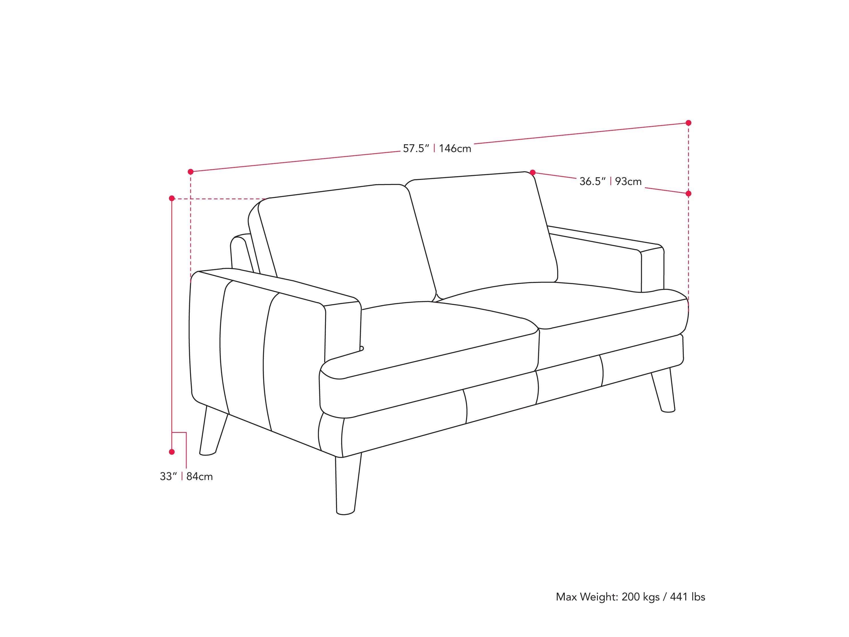 Light Grey Modern Loveseat