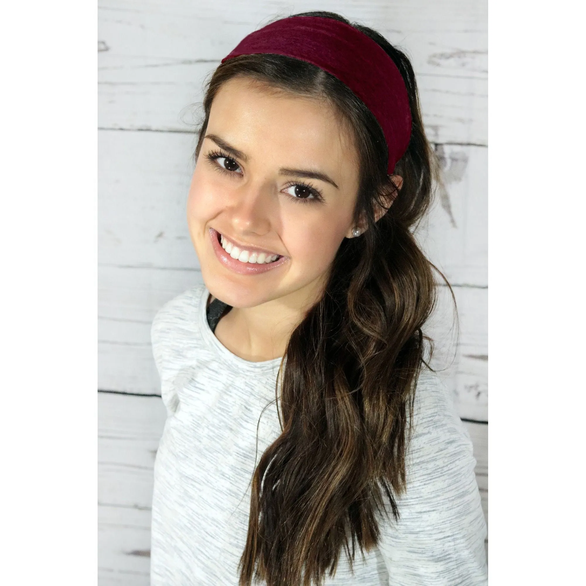 Maroon Cotton Headbands - 12 Pack