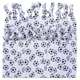 Soccer Ribbon Hair Ties - 20 Pack