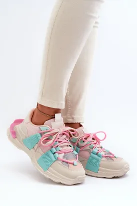 TEEK - Pink Aqua Strung Laced Sneakers