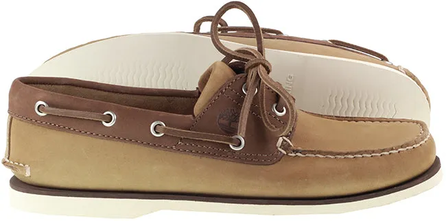 Timberland Boots Mens 2 Eye Classic Boat Shoe Medium Beige Nubuck