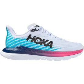 Women's Hoka Mach 5 White/Scuba Blue Mesh